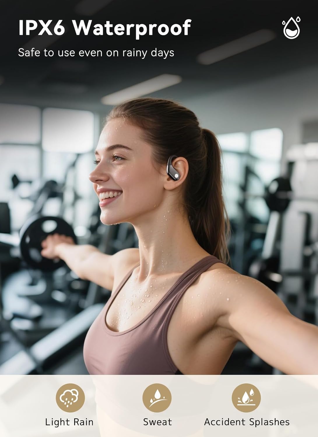 Wireless Earbuds, ENC Noise Cancelling Sport Ear Buds with Multifunctional Touch Screen, Bluetooth 5.4 Headphones, Bass Stereo Sound, 5 EQ Over The Ear Earbuds for Sports/Workout/Gym-Black - Image 9