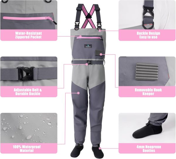 Women's Fishing Waders, Insulated Chest Waders with Stockingfoot Waterproof Neoprene Hunting Waders for Women - Image 4