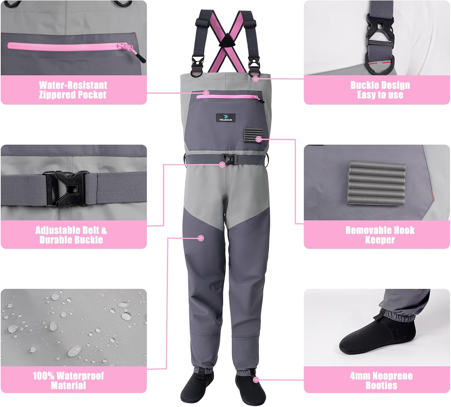 Women's Fishing Waders, Insulated Chest Waders with Stockingfoot Waterproof Neoprene Hunting Waders for Women - Image 4